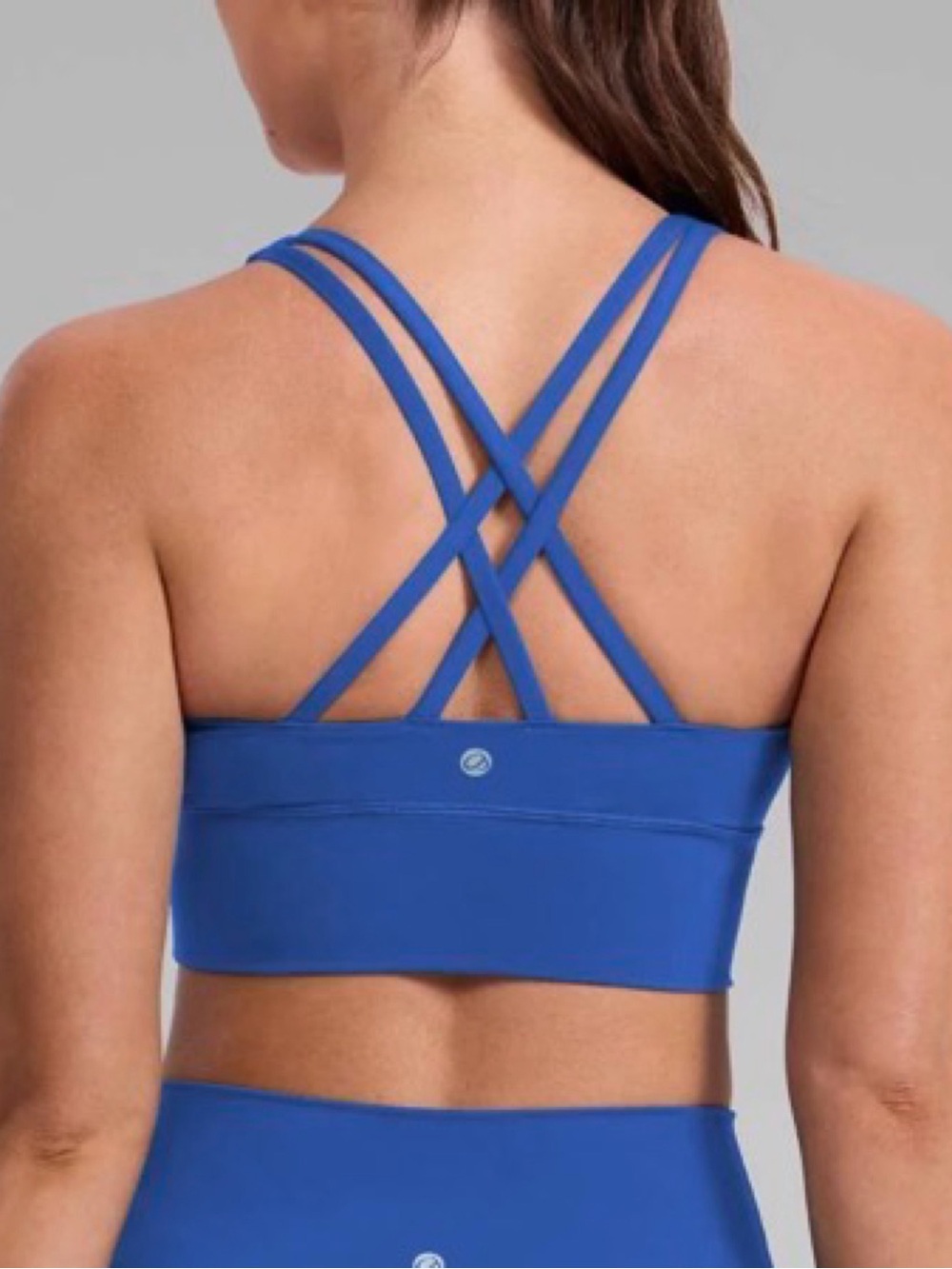 CRZ YOGA Nakedfeel Longline Criss Cross Back Bra Blue